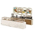 Modern Coffee Table With Marble Surface And Coffee Shop Display Shelves 3d model