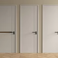 White Hinged Doors With Modern Design And Different Handles In Interior Setting 3d model