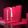 Red LOVE Letter Art Installation with Silhouette Figures and Dots for Valentines Day