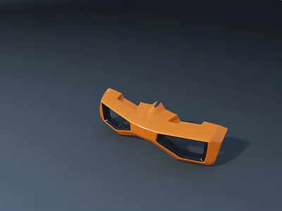 Orange Airliner Head Model With Streamlined Design And Black Window Details 3d model