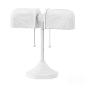 Modern Table Lamp with Teal Striped Lampshade Gold Base and Chain Decorations