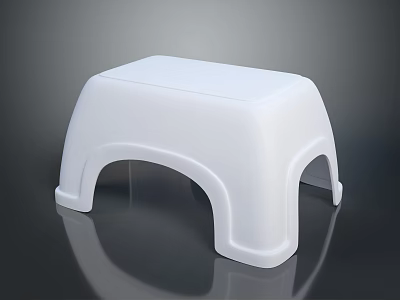 White Plastic Stool Featuring Simple Curved Design And Stable Base For Home Use 3d model