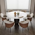 Modern Dining Table and Chair Round Dining Table 3d model