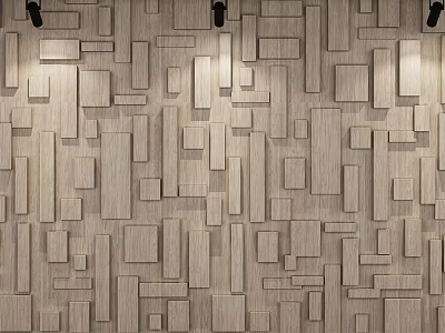 Wooden Background Wall With Geometric Pattern Design 3d model