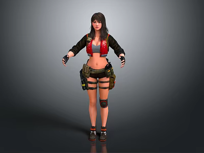 Warrior Character With Combat Gear And Tactical Equipment 3d model