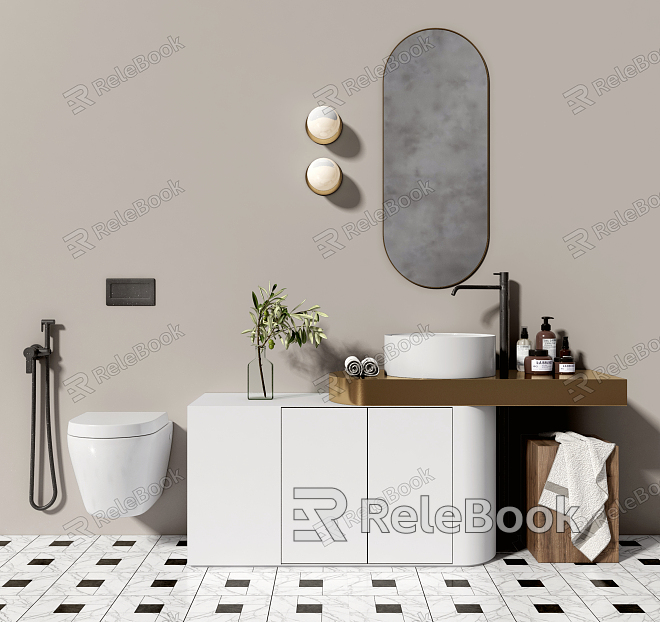 Modern washbasin sanitary ware combination model