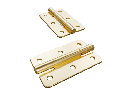 Durable Golden Metal Hinges For Cabinet Doors With Screw Holes And Polished Surface 3d model