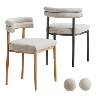 Middle Ancient Style Dining Chair Cream Style Dining Chair Quiet Dining Chair Lambswool Single Chair 3d model