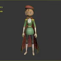 3D Designed Game And Movie Character With Red Hat Green Top White Gloves Red Cape