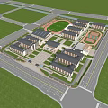 Aerial View of School Campus With Multiple Buildings Sports Field and Green Surroundings