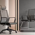 Modern Ergonomic Office Chairs With Mesh Back And Metal Frame Design Features 3d model