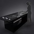 Interactive Touch Table With Screen Round Buttons And Woman Silhouette Operating 3d model