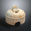 Vintage Cracked Computer Part With Clay Colored Body Square Top Protrusion And Hole