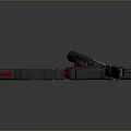 Futuristic Sci Fi Weapon Design With Red Accents And Gray Tactical Body Details