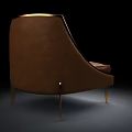 Single Sofa Leather Upholstered Modern Design With Stylish Backrest Comfortable Seat And Wooden Legs