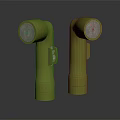 Two Green Vintage Flashlights With Plastic Body And Round Illuminated Lampshade