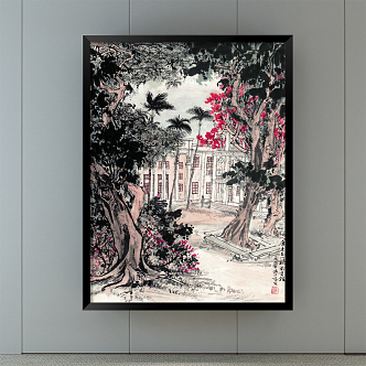 New Chinese Landscape Painting Black and White Living Room Landscape Decoration Painting 3d model