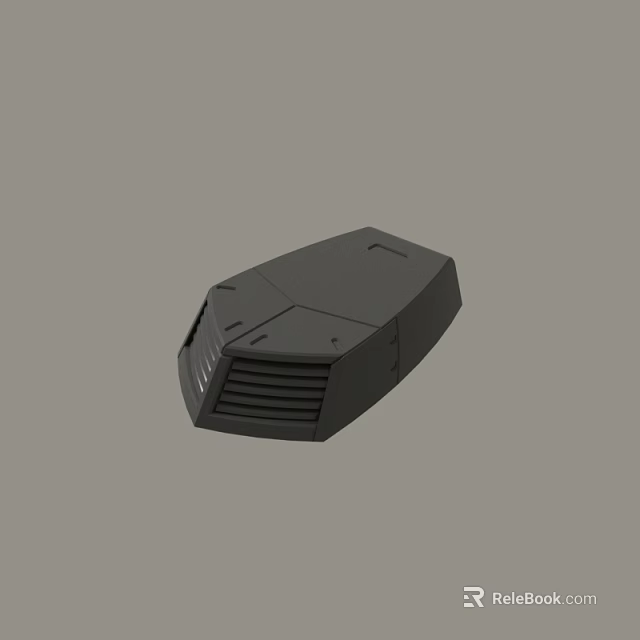 Black Tech Device With Ventilation Slots And Angular Structural Design 3d model