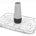 Modern Conical Vase With Black Base On Marble Tray With Metal Frame