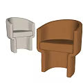 Modern Light Gray and Brown Upholstered Armchairs with Curved Armrests and Sleek Design
