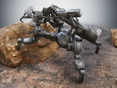 Smart Machine With Mechanical Legs Navigating Rocky Terrain And Rough Ground 3d model