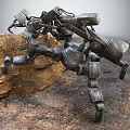 Modern robot action excavator walking excavator 3d model