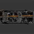 Vintage Black Muscle Car With Rustic Metal Frame Yellow Racing Stripes And Front Protective Grille