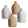 Modern Multiple Bottle Shaped Pendant Lights in Gray and Brown Concrete Design 3d model