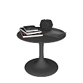 Modern Stylish Side Table With Stacked Books Black Decor And Tablet 3d model