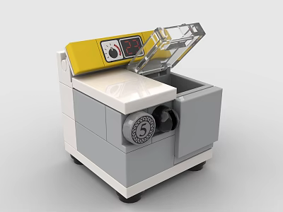 Building Blocks Yellow And Gray Machine Model With Transparent Cover And Number Five 3d model