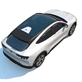 White Electric SUV With Pony Logo Sleek Headlights And Aerodynamic Body Design