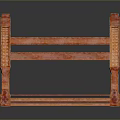 Orange Rusty Metal Industrial Frame With Cross Beams And Brackets
