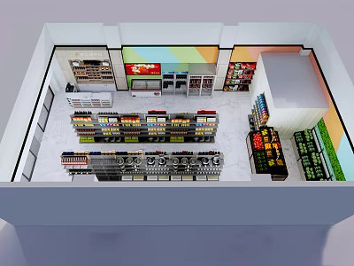 Well Organized Supermarket Department Store Layout With Shelves And Product Displays 3d model