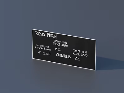 Black Hanging Sign With Price Details And Text Content For Decorative Use 3d model