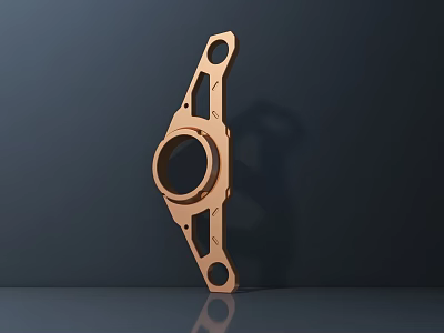 Copper Geometric Metal Sculpture Carving With Symmetrical Design Circular Holes On Dark Background With Reflection 3d model
