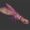 Insect Shaped Decorative Furniture Piece With Yellow Brown Pattern And Transparent Top