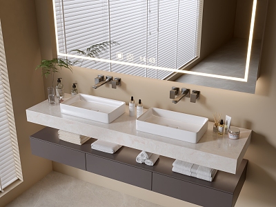 Modern Bathroom Cabinet Bathroom Counter Basin Bathroom Decoration Mirror Cabinet Sink 3d model