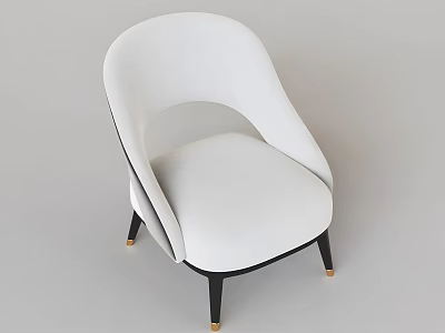 White Upholstered Accent Chair With Curved Backrest Black Legs And Gold Feet 3d model