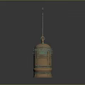 Classic Vintage Decorative Lantern With Brown Body Green Accents And Metal Hook