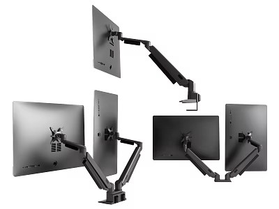 Sturdy Black Iron Art Adjustable Monitor Arm With Multiple Angles And Sturdy Structure 3d model