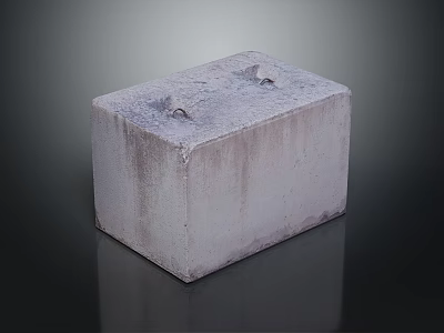 Gray Concrete Block With Two Holes And Rough Surface On Dark Background 3d model