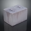 Gray Concrete Block With Two Holes And Rough Surface On Dark Background