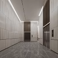 Modern Front Desk Reception Lobby Interior With Wooden Panel Walls Marble Floor And Elevators