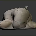 Soft White Hippo Shaped Plush Cushion Decorative Home Living Household Item