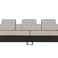 Modern in-line three-seat sofa 3d model