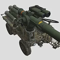 Military Vehicle With Missile Launchers Cannon And Steering Control Equipment
