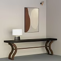 Modern Corner Interior With Black Console Table White Lamp And Abstract Painting 3d model