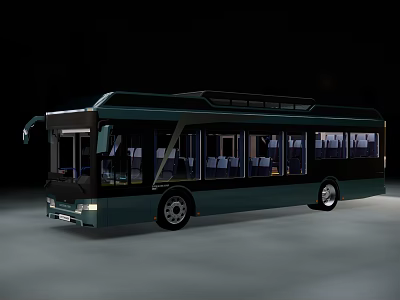 Modern Green City Bus With Large Windows And Comfortable Interior Seats 3d model