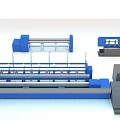 Modern Blue Industrial Equipment With Conveyor System And Control Panel 3d model