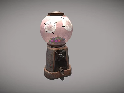 Coin Operated Gumball Machine Amusement Equipment With Transparent Globe And Colorful Candies 3d model